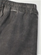 Rick Owens - Wide-Leg Bleached Distressed Stretch-Denim Drawstring Shorts - Gray