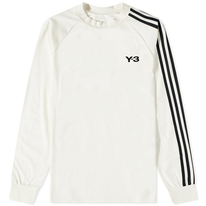 Photo: Y-3 3 Stripe Long Sleeve T-Shirt in Off White/Black