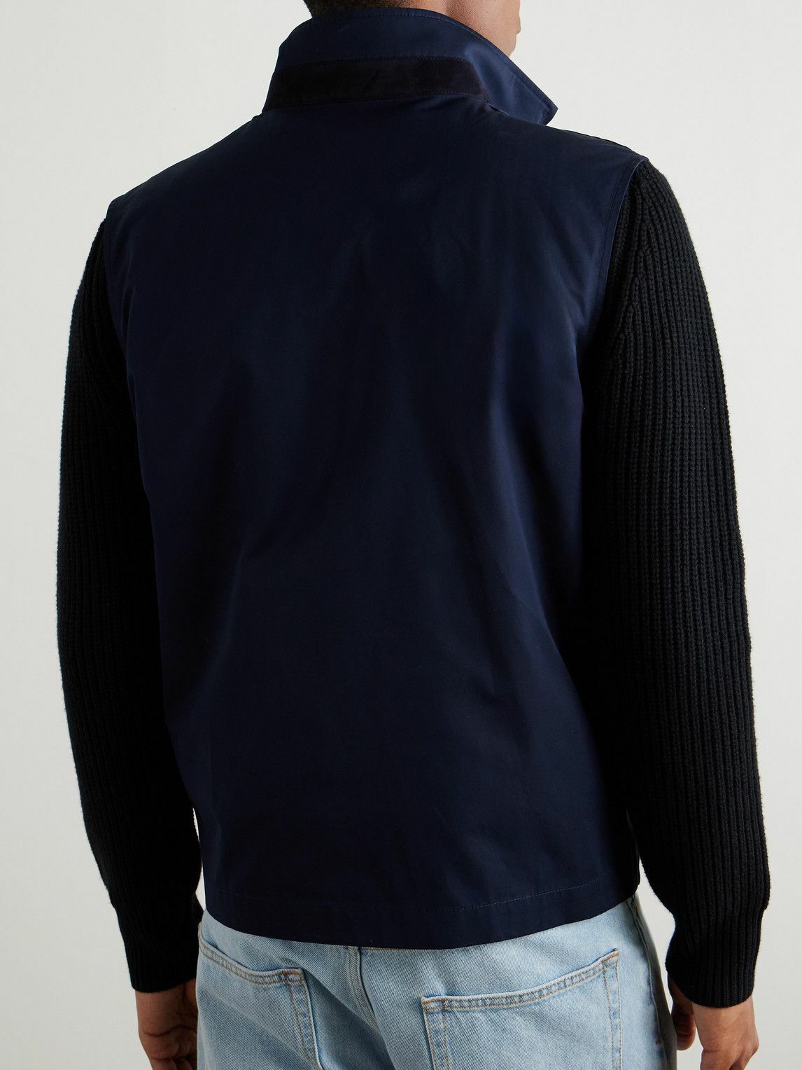 Loro Piana - Landon Suede-Trimmed Cotton-Satin Gilet - Blue