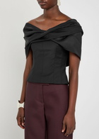 Tove Orrla Fold-over Wool-blend top Black