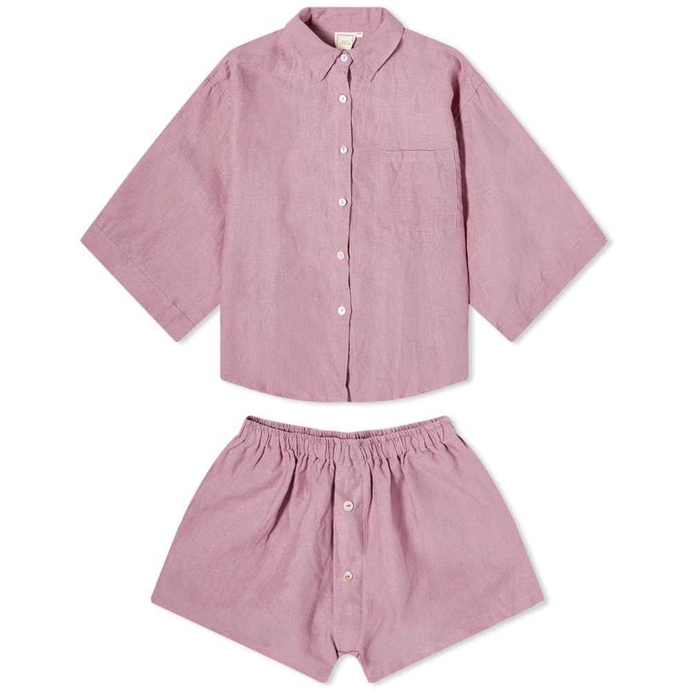 Deiji Studios Women's 03 Linen Pyjama Set in Mulberry Deiji Studios