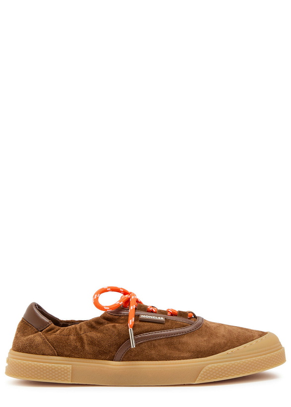 Photo: Moncler Vera Leisure Leather-trim Suede Sneakers Brown