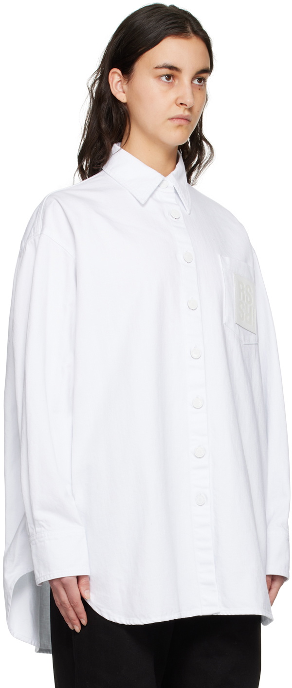 Raf Simons White Spread Collar Denim Shirt