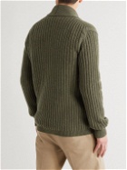 Giuliva Heritage - Clemente Shawl-Collar Ribbed Wool and Cashmere-Blend Cardigan - Green