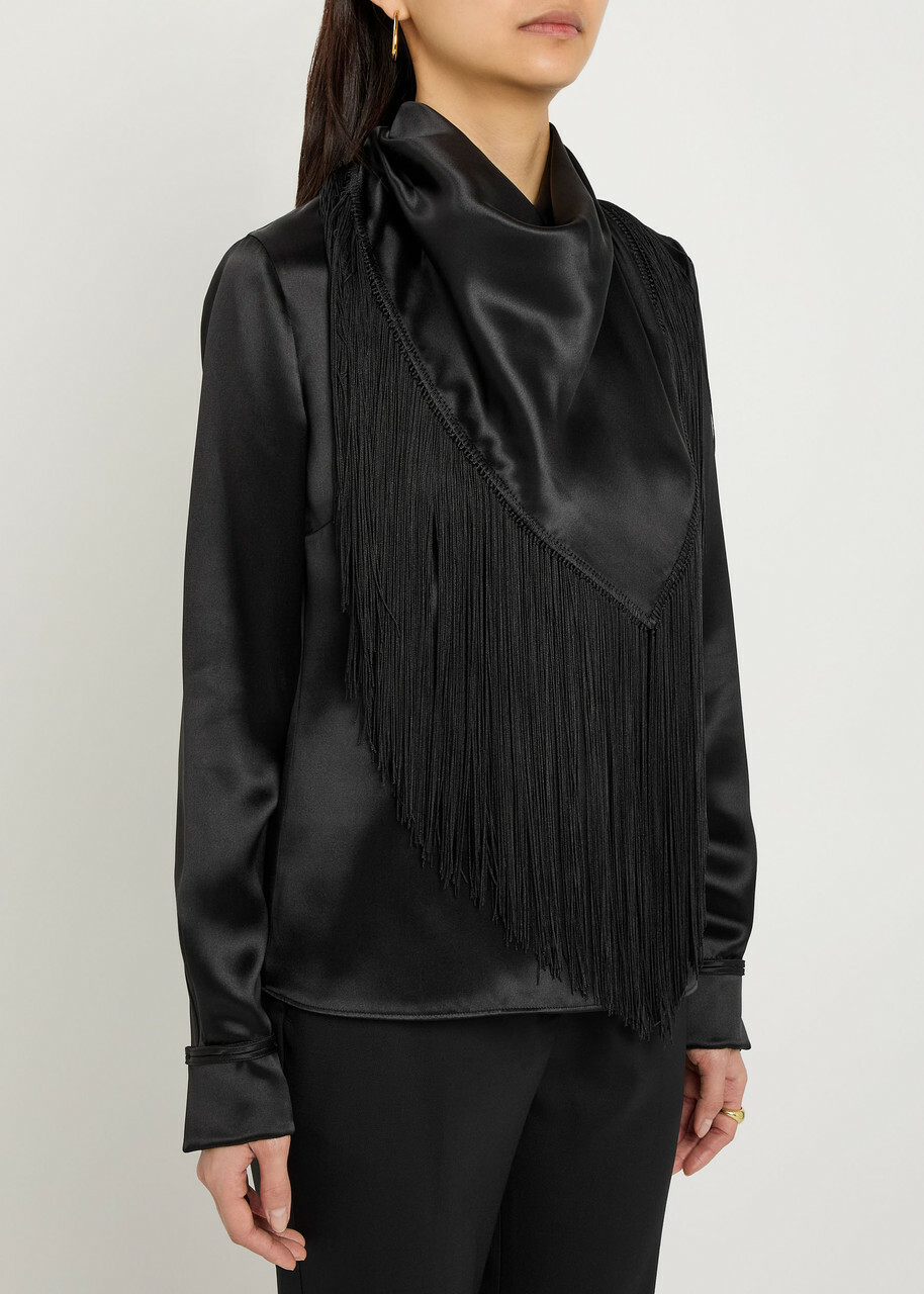 Gabriela Hearst Anderson Scarf-effect Draped Silk top Black