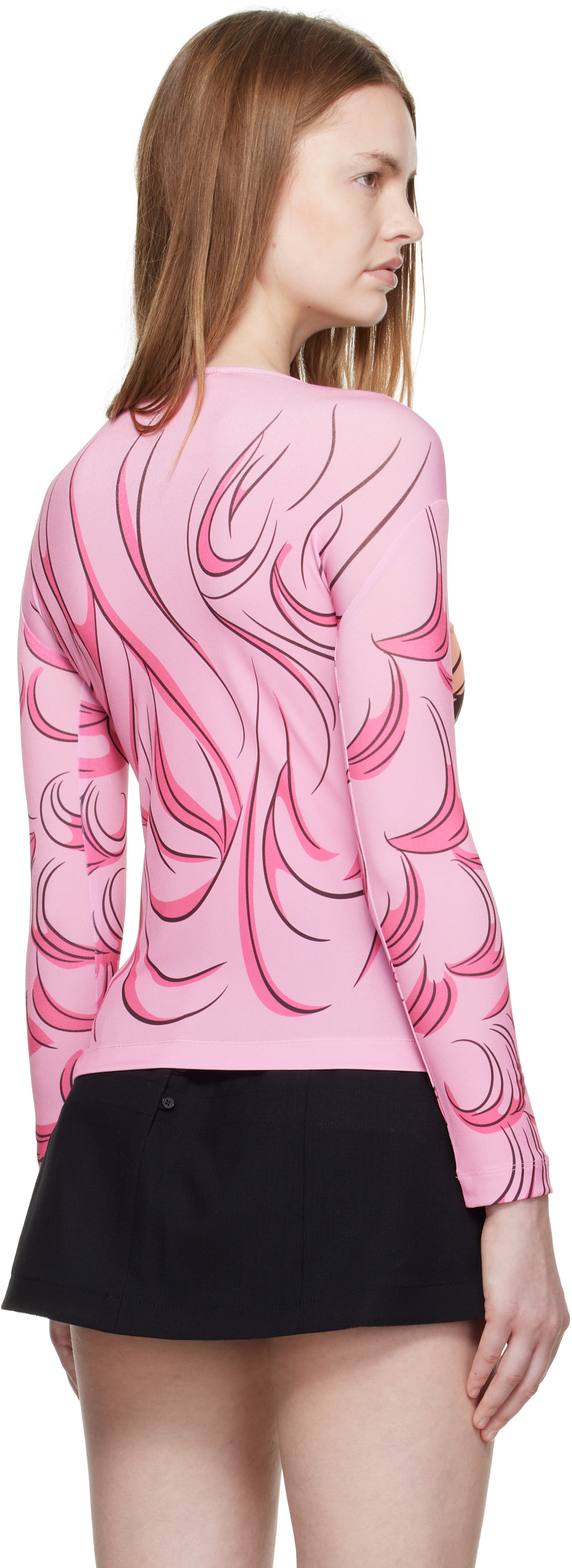 Pushbutton SSENSE Exclusive Pink Long Sleeve Crying Girl T-Shirt