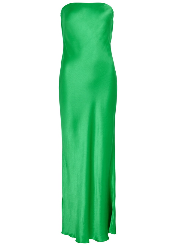Photo: Bec & Bridge Moon Dance Strapless Satin Maxi Dress Green