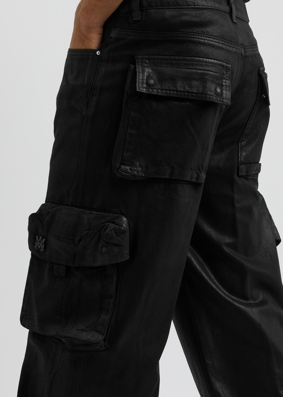 Amiri M65 Coated Wide-leg Cargo Jeans Black Amiri