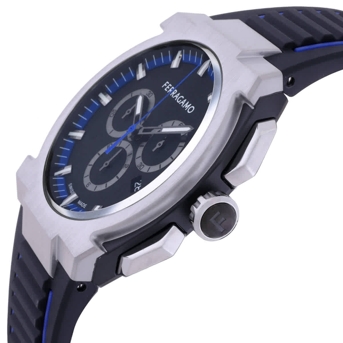 Ferragamo Edge Chronograph Quartz Black Dial Mens Watch SFK200123