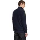 Harmony Navy and Green Sylvio Half-Zip Sweater