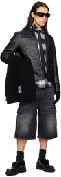 Givenchy Black Embossed Leather Biker Jacket