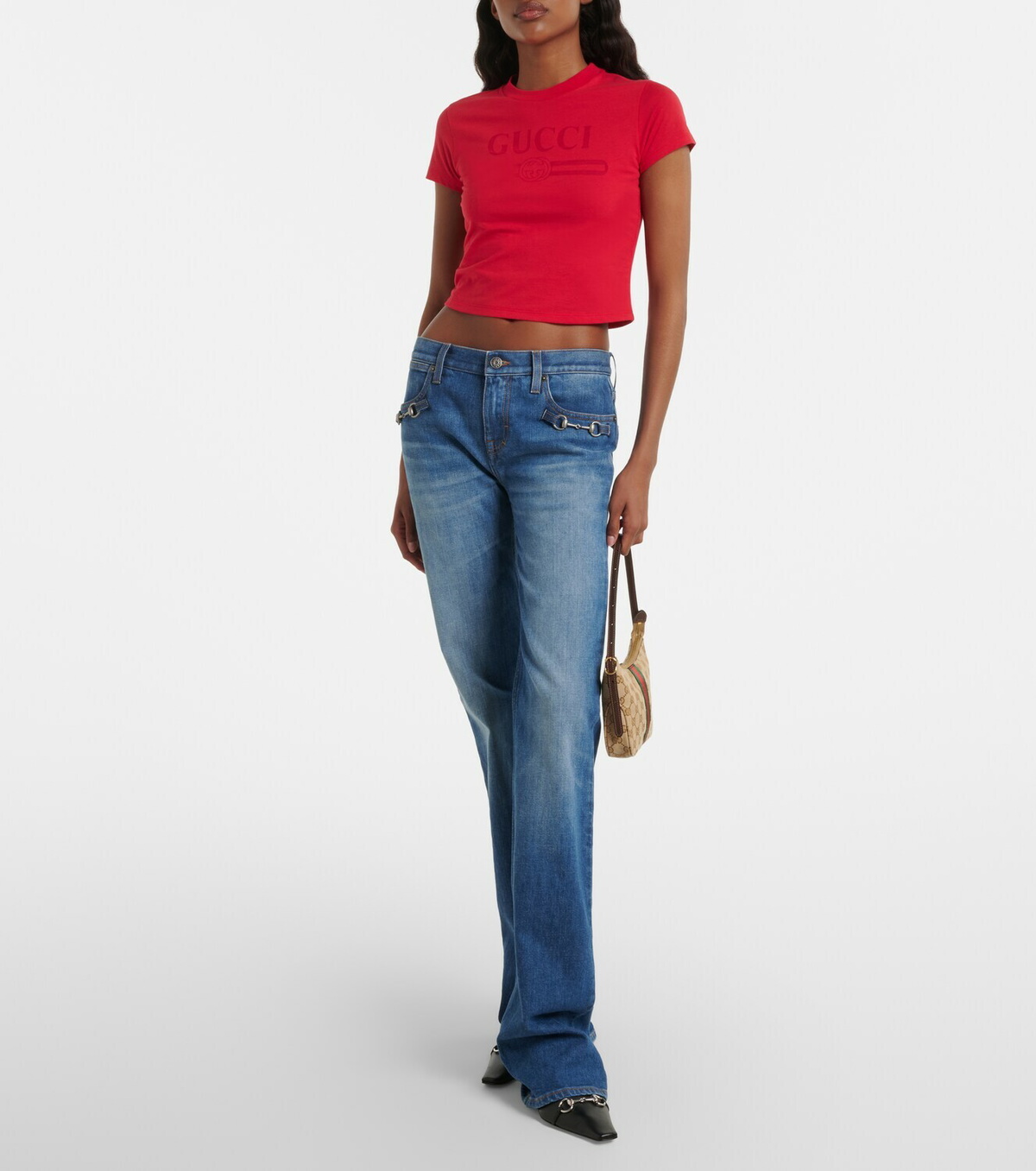 Gucci Logo cropped cotton-blend jersey T-shirt