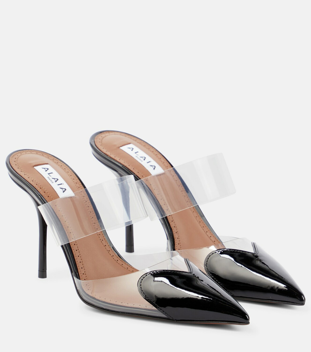 ALAIA Le Coeur Mules White With Rhinestones Lambskin 954821