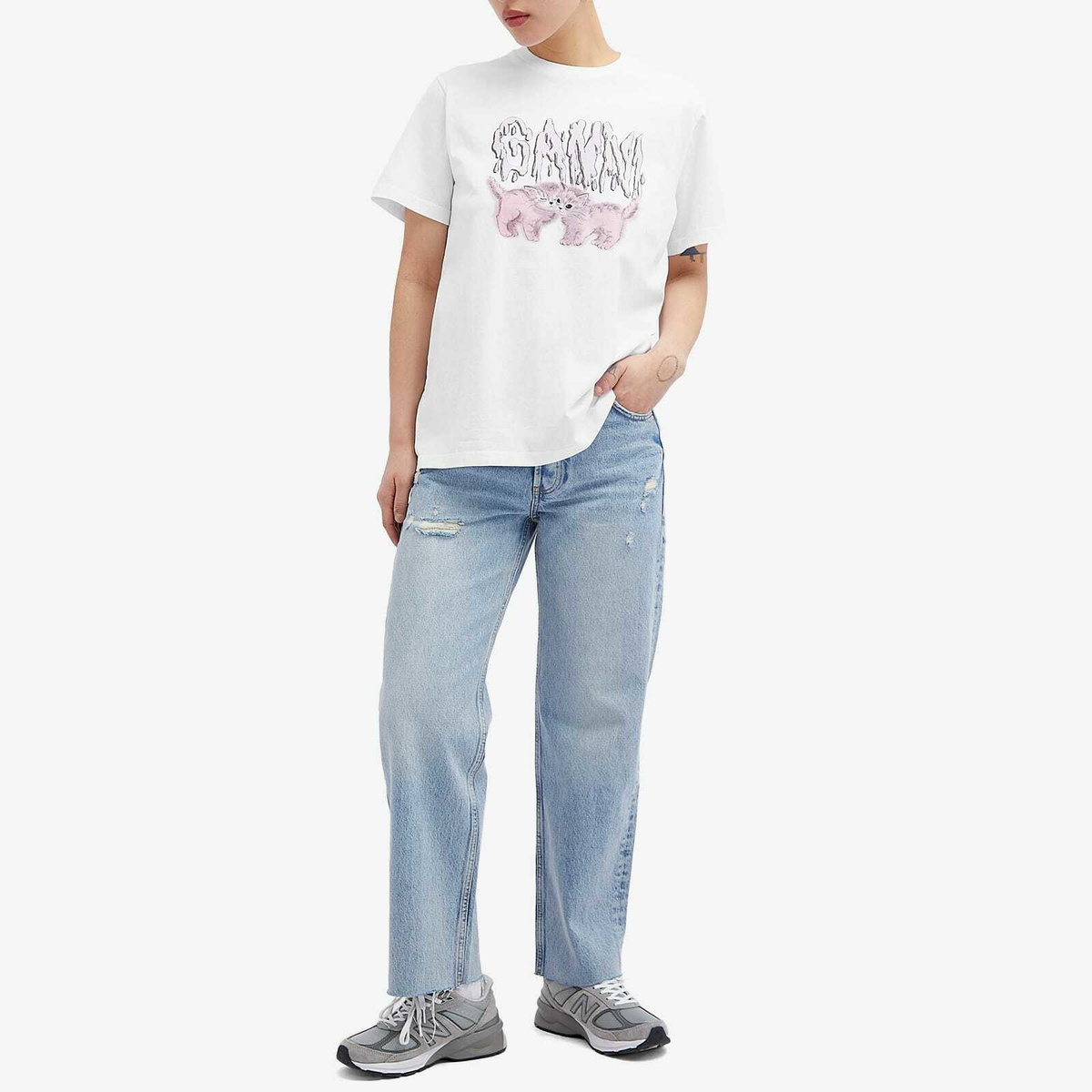 GANNI Women's Basic Jersey Cats Relaxed T-Shirt in Bright GANNI Women's Basic Jersey Cats Relaxed T-Shirt in Bright