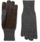 Brunello Cucinelli - Perforated Suede-Panelled Cashmere Gloves - Men - Gray