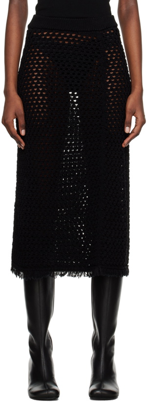 Photo: Dries Van Noten Black Fringed Midi Skirt