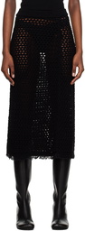 Dries Van Noten Black Fringed Midi Skirt