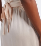 Posse Blake lace-trimmed silk satin midi skirt