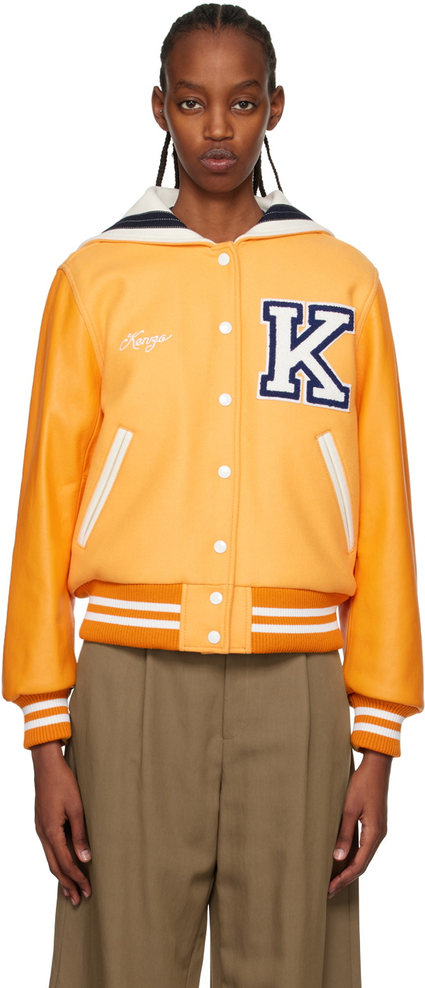 Kenzo Orange Kenzo Paris Embroidered Bomber Jacket Kenzo