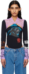 Marine Serre Black Regenerated T-shirts & Lace Long Sleeve Bodysuit