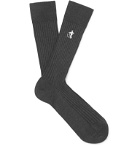 London Sock Co. - The Simply Sartorial 15-Pack Ribbed Stretch Cotton-Blend Socks - Gray
