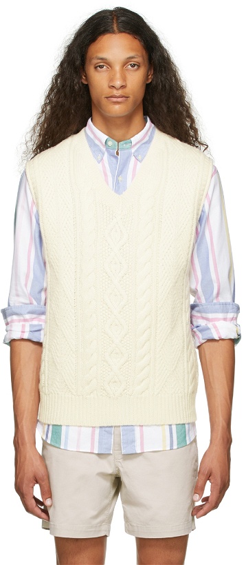 Photo: Polo Ralph Lauren Off-White Aran-Knit Wool Sweater Vest