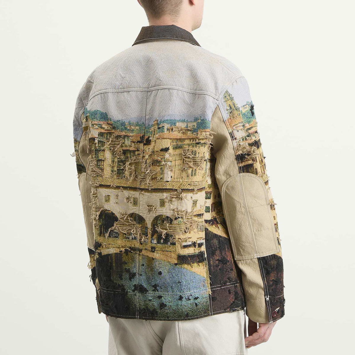 Junya Watanabe MAN Men's Gobelin Weave Blazer in Beige/Light Blue/Green