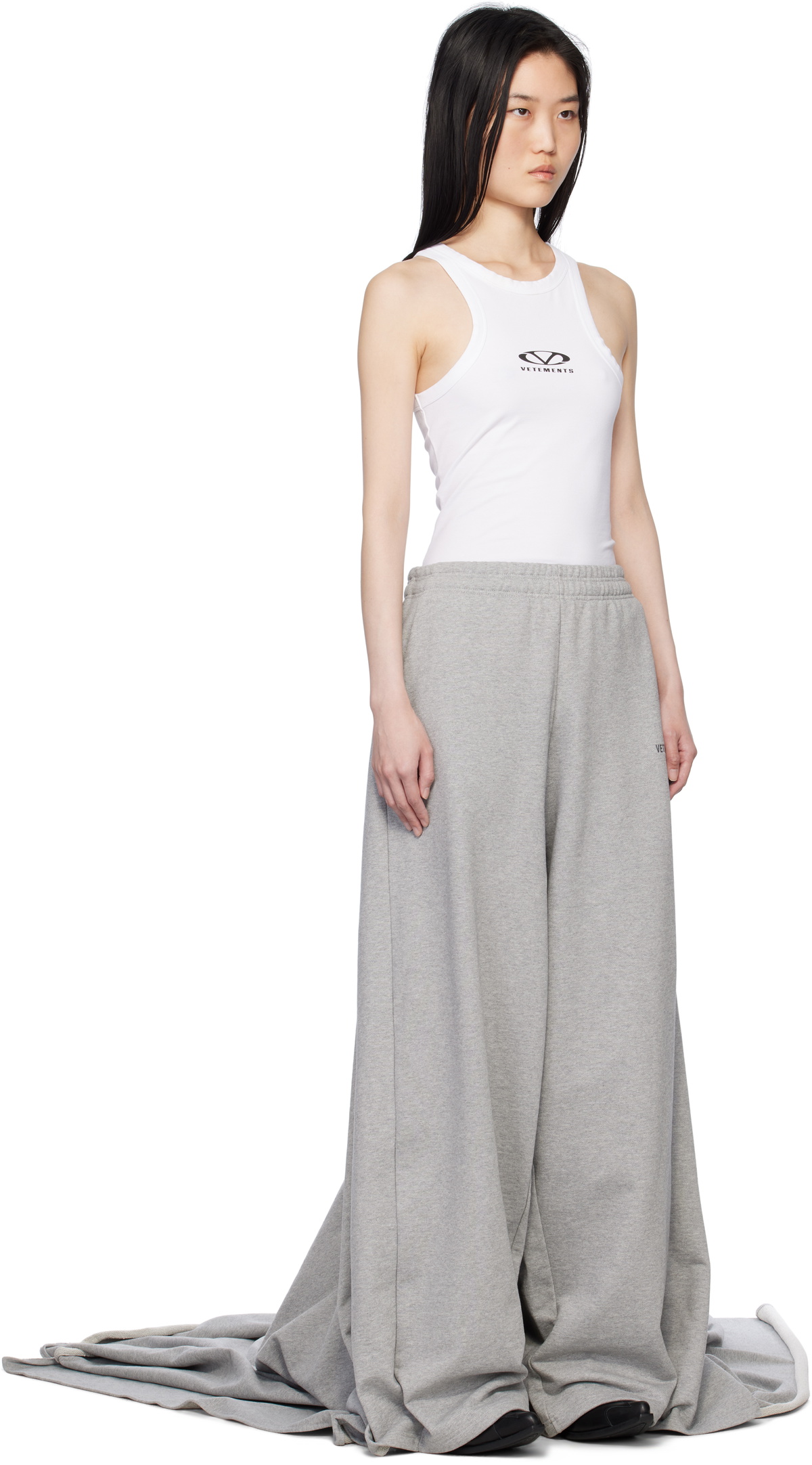 VETEMENTS Gray Red Carpet Train Sweatpants