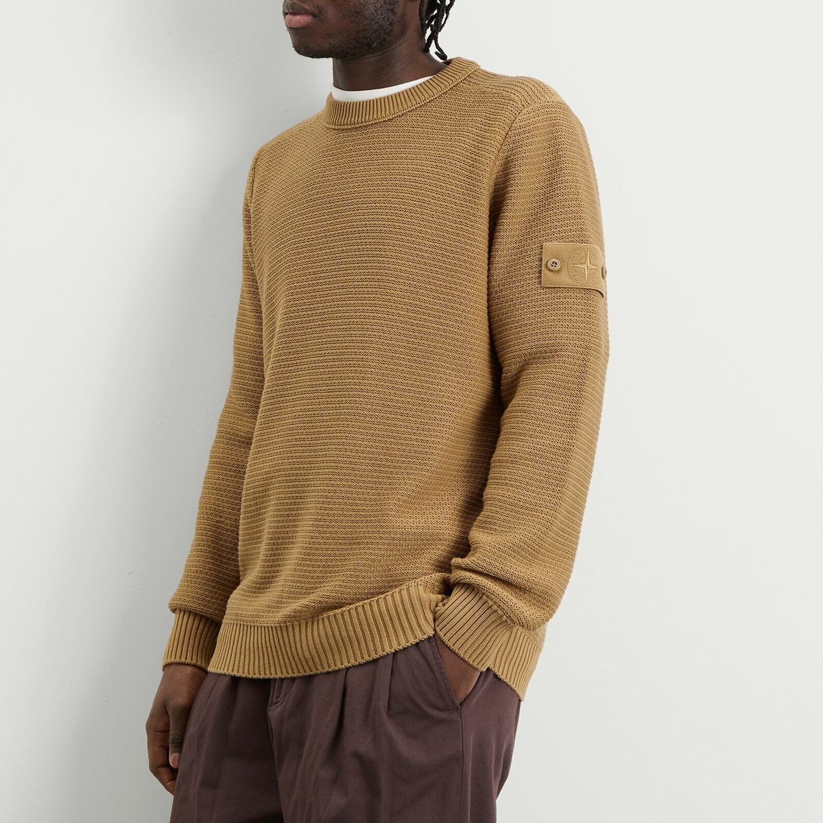 Stone Island Men's Ghost Cotton Cashmere Knit Jumper in Dark Beige