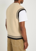 Ami Paris Logo-appliquéd Wool-blend Vest Cream