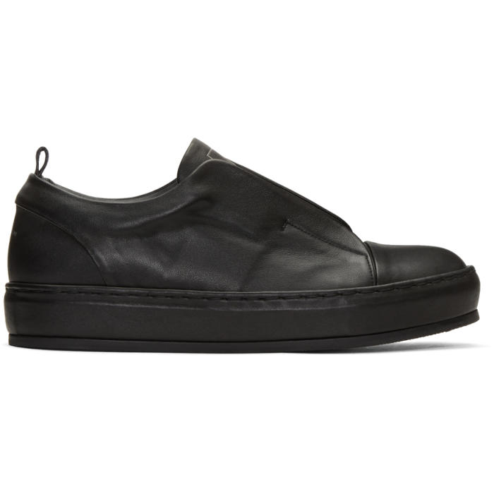 Photo: Wooyoungmi Black Leather Slip-On Sneakers