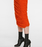 Dries Van Noten - Ruched mesh midi skirt