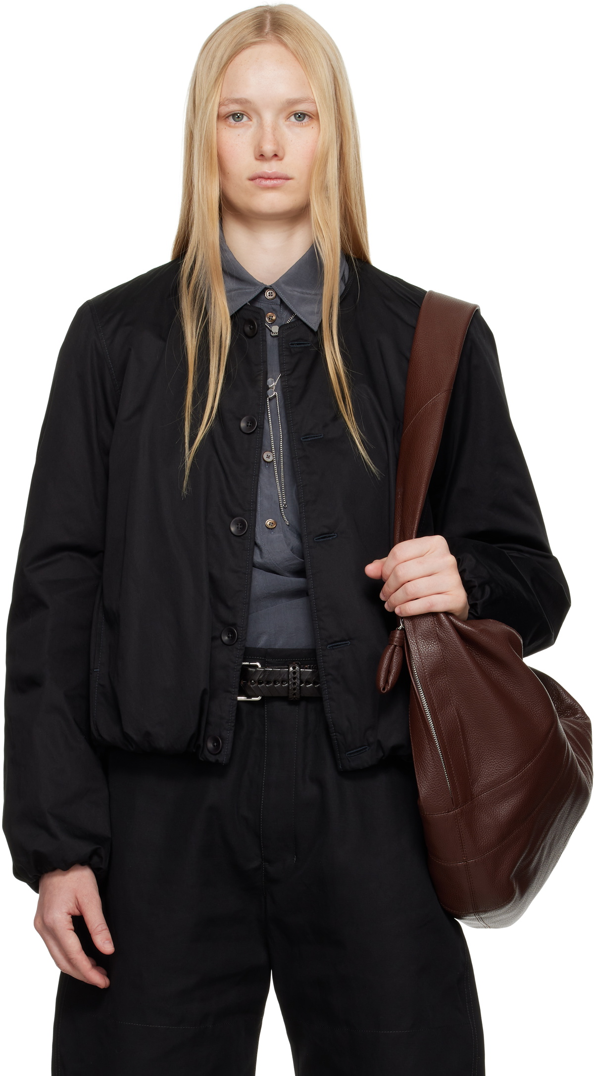 LEMAIRE Black Wadded Bomber Jacket Lemaire