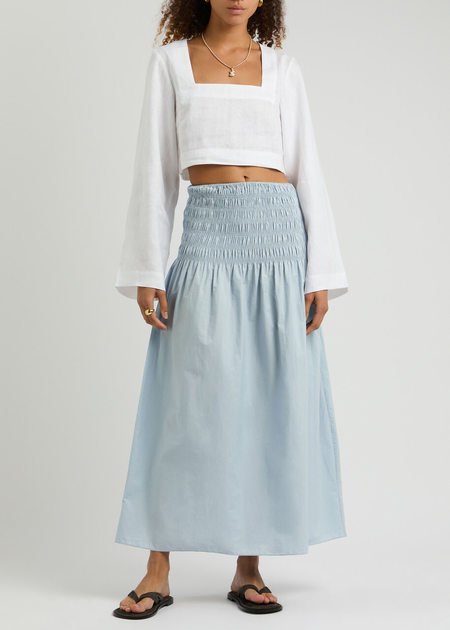 Faithfull The Brand Baia Cotton Maxi Skirt Light Blue