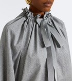Patou Bow-detail gathered cotton jersey top