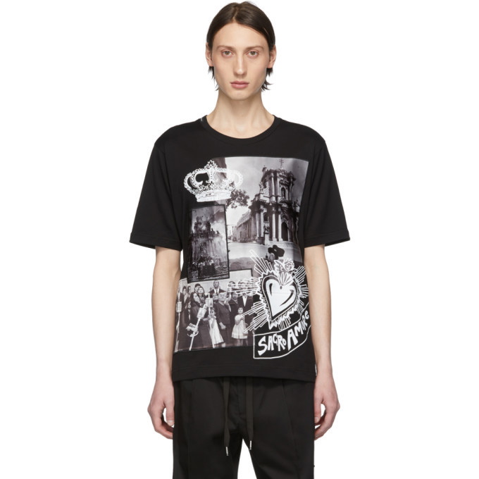 Photo: Dolce and Gabbana Black Printed Patches T-Shirt