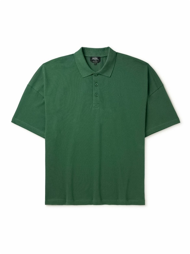 Photo: A.P.C. - Antoine Logo-Embroidered Cotton Polo-Shirt - Green