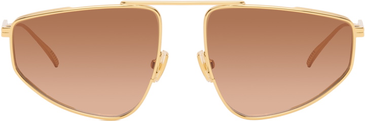 Photo: Bottega Veneta Gold Classic Aviator Sunglasses