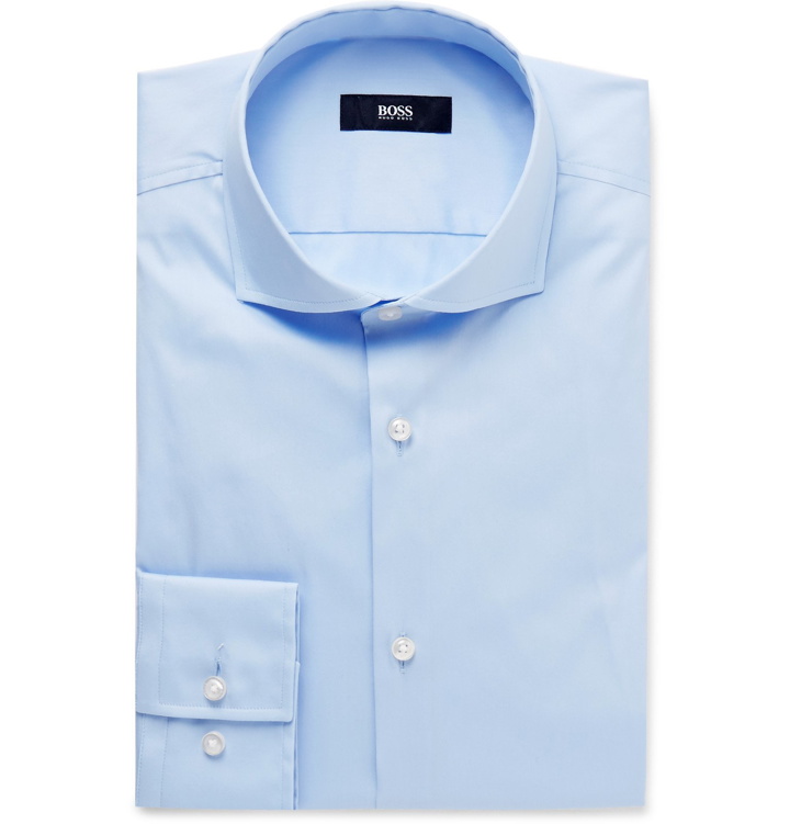 Photo: Hugo Boss - Black Jason Slim-Fit Cutaway-Collar Stretch Cotton-Blend Shirt - Blue