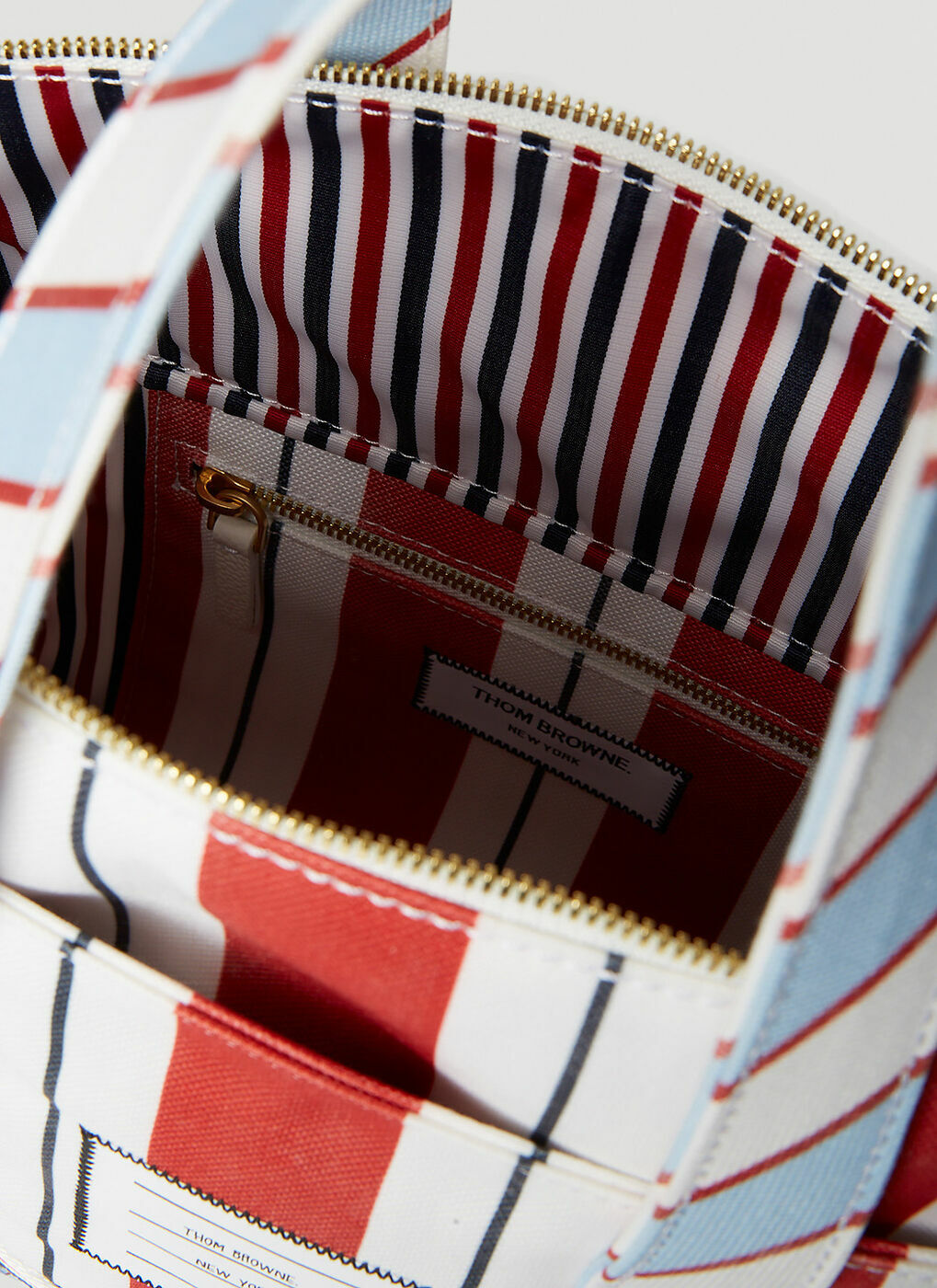 Thom Browne - Striped Tool Tote Bag in Red Thom Browne