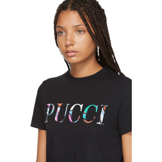 Emilio Pucci Onde Print Logo T-shirt in Blue