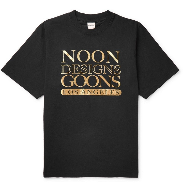 Photo: Noon Goons - Metallic Logo-Print Cotton-Jersey T-Shirt - Men - Black