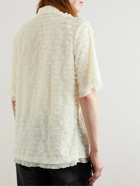 Séfr - Ruffled Stretch-Mesh Shirt - White