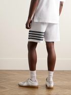 Thom Browne - Straight-Leg Striped Cotton-Piqué Drawstring Shorts - White