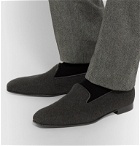 Anderson & Sheppard - George Cleverley Leather-Trimmed Cashmere Slippers - Gray