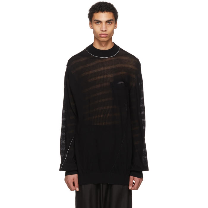 Photo: Sacai Black Twisted Knit Pullover 
