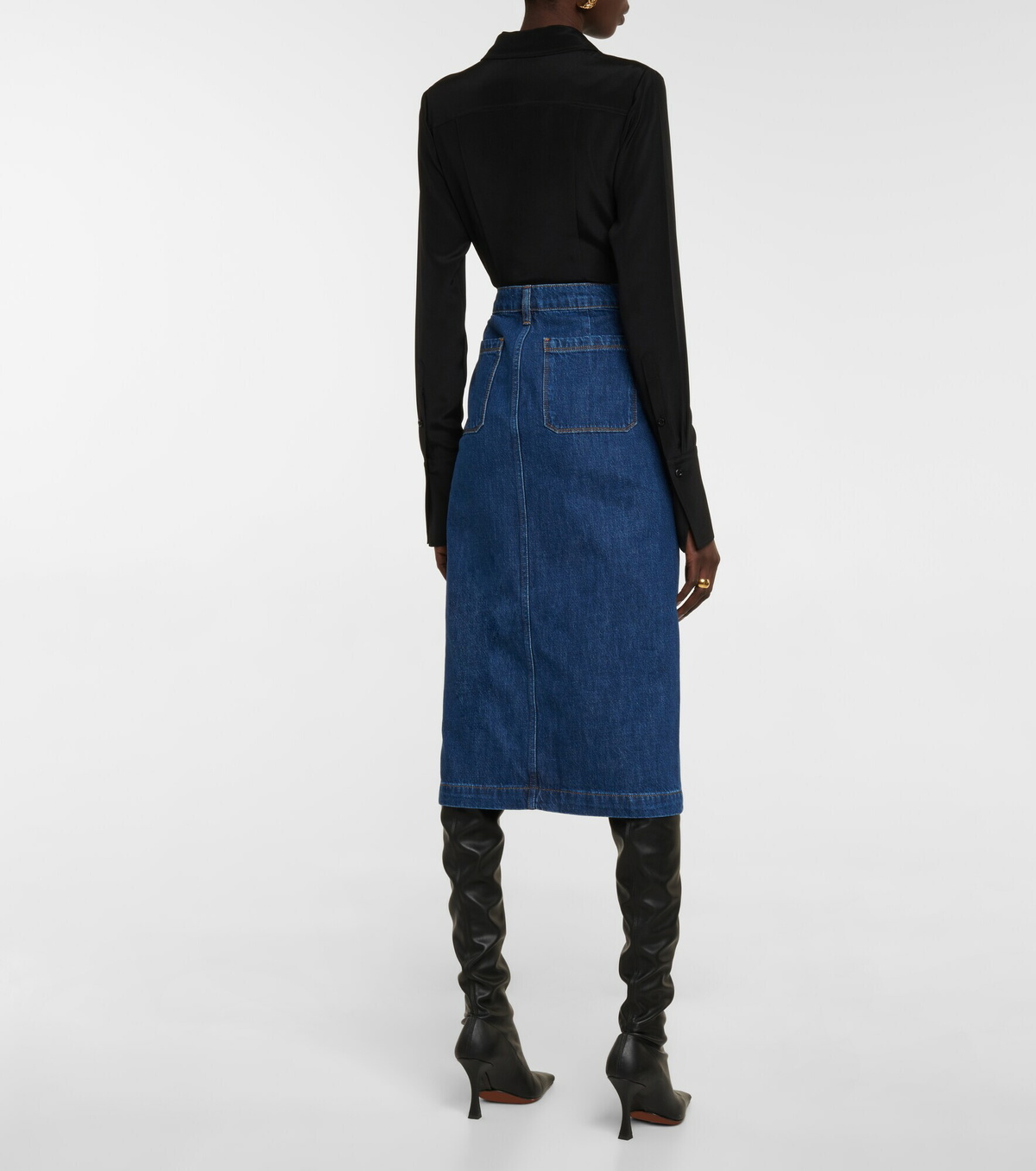Frame Le Bardot denim midi skirt Frame Denim