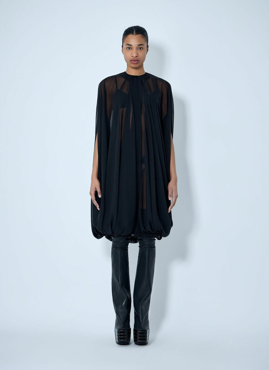 Rick Owens Draped Sheer Overlay Dress