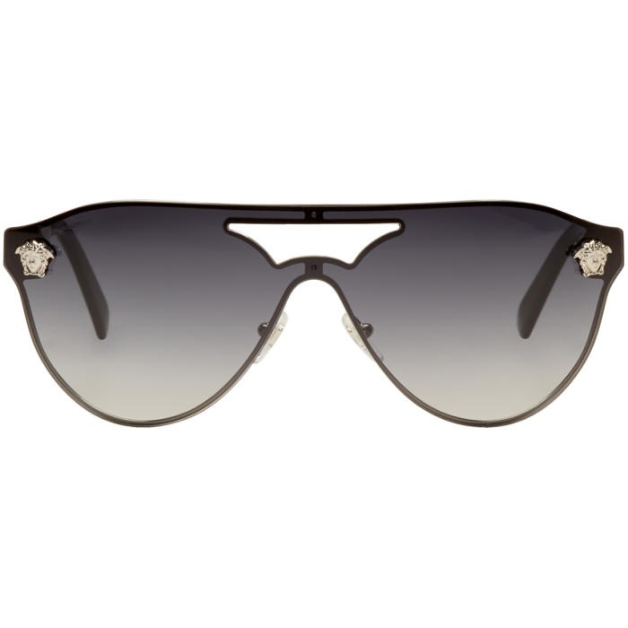 Photo: Versace Silver and Black Pilot Sunglasses
