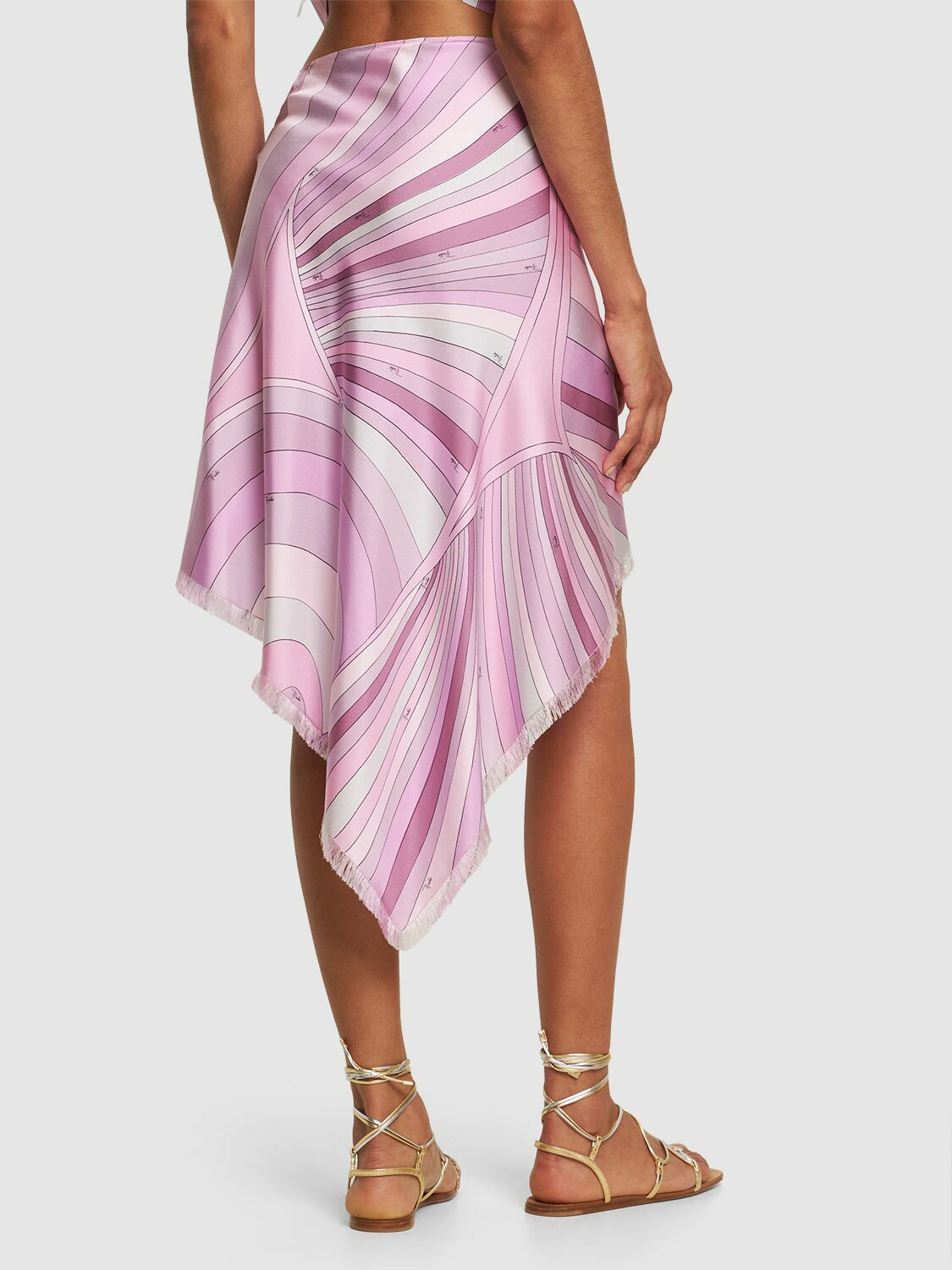 PUCCI Printed Silk Front Wrap Mini Skirt